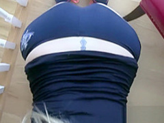 Beautiful blonde wife wears knee pads for blowjob