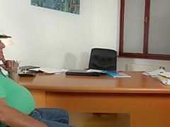 Caught Grandpa Having Sex With Young Brunette at job interview