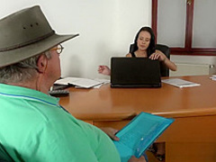 Caught Grandpa Having Sex With Young Brunette at job interview