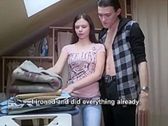 Cute lady gets a creampie in her snatch for money