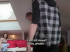 Cute lady gets a creampie in her snatch for money