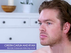 Massage Rooms Horny blonde takes big British cock in her shaved pussy