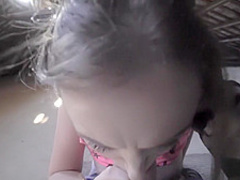 Spanish teen handles two cocks