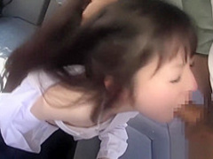 Hot Asian in a car sucking a large pecker