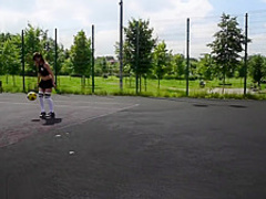 Jeny Smith playing some football