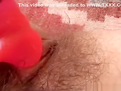 Horny Amateur blonde toying her Hairy pussy