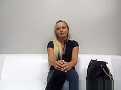 Czech beauty uses a big dildo to please her hot pussy
