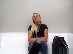 Czech beauty uses a big dildo to please her hot pussy