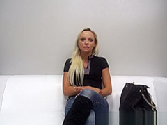 Czech beauty uses a big dildo to please her hot pussy
