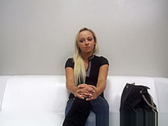 Czech beauty uses a big dildo to please her hot pussy
