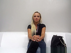 Czech beauty uses a big dildo to please her hot pussy