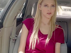 Blonde fucked in car