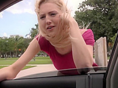 Blonde fucked in car