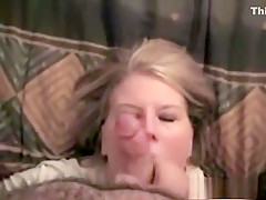 Blonde wife big facial