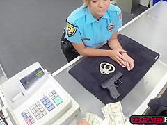 Busty police officer fucked in the pawnshop