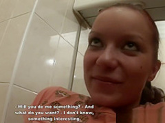 Hot Russian amateur in the bathroom sucking dick