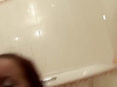 Hot Russian amateur in the bathroom sucking dick