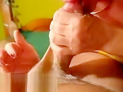 Hot blowjob and cum eating wife