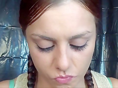 CAUTION! Hot girl chewing Pizza with Ranch!