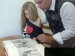 Hot teen Vladlena gets facialized by old Philippe