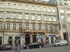 HUNT4K. Man with camera fucks pretty girl in exchange for money