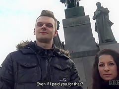 HUNT4K. Man with camera fucks pretty girl in exchange for money