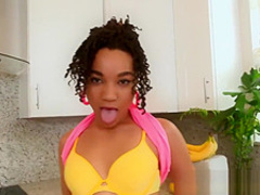 Black beauty Pixie Minx ate out before a good facial