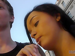 HUNT4K. Cuckold let another guy penetrate his GF all over black sofa