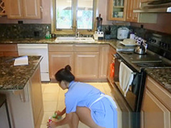 Stepson threesome with house maid & stepmom
