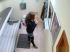 Hidden Cam Young Girl is Touching her Pussy in Solarium