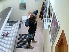 Hidden Cam Young Girl is Touching her Pussy in Solarium