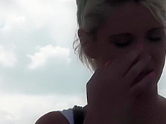 Stranded Teens - Dani Desire sucks cock in traffic