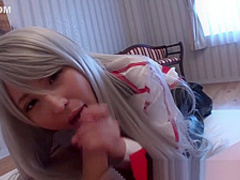 Gorgeous Laura Bodewig cosplays while giving head
