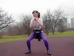 Jeny Smith training in her pantyhose
