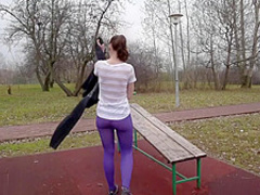 Jeny Smith training in her pantyhose