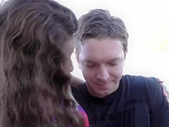 Ebony September Reign sandwiched by two white guys