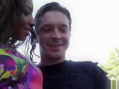 Ebony September Reign sandwiched by two white guys