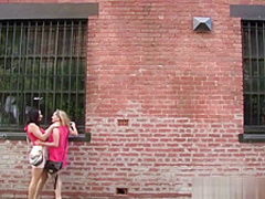 Licking tasty pussy in plain sight