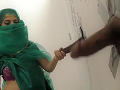 Pretty Pakistani babe visits the gloryhole for black cock