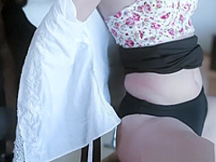 Blonde glamour babe tied up and face fucked