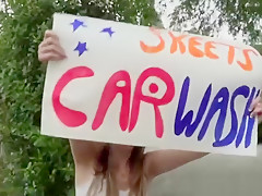 POVLife Brunette carwash hottie Alice White POV sex