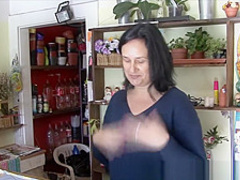 F-Sized tits mature gets fucked in flower store