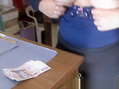 F-Sized tits mature gets fucked in flower store