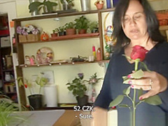 F-Sized tits mature gets fucked in flower store