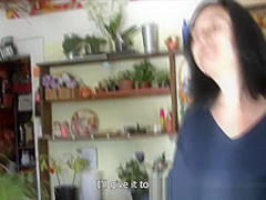 F-Sized tits mature gets fucked in flower store