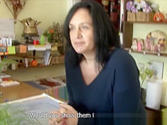 F-Sized tits mature gets fucked in flower store