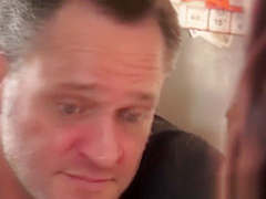 Big boob Karmen Karma takes a load on her puppies