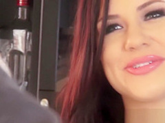 Big boob Karmen Karma takes a load on her puppies