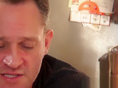 Big boob Karmen Karma takes a load on her puppies