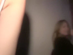 Sexy babes get naughty in the restroom